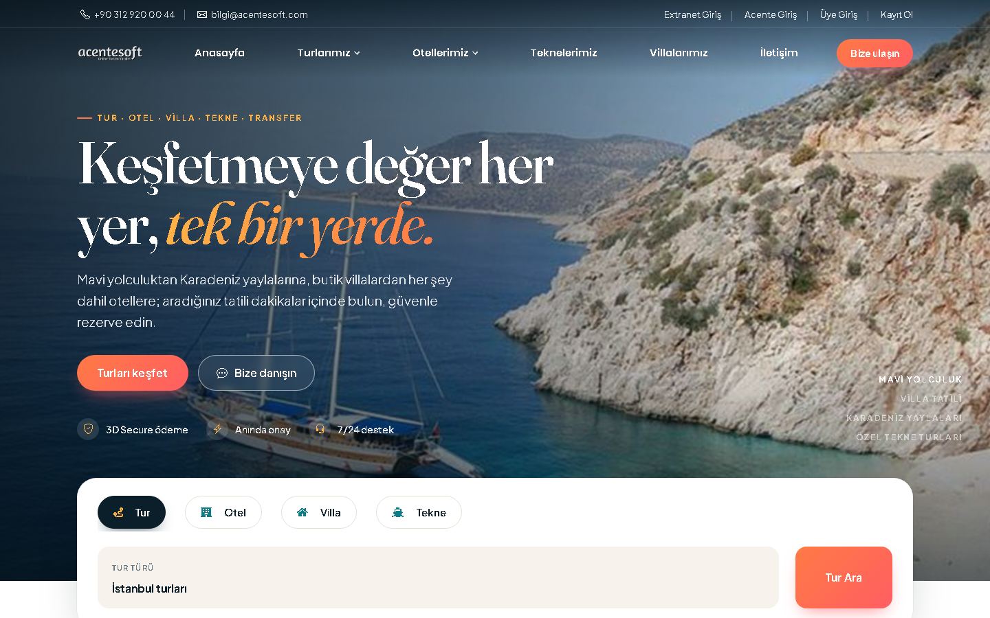 Acentesoft ile hazırlanmış örnek acente web sitesi